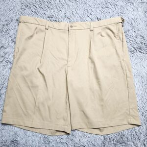 Haggar Cool 18 Pro Shorts Mens 42 Khaki Pleated Front Polyester Golf‎ Casual